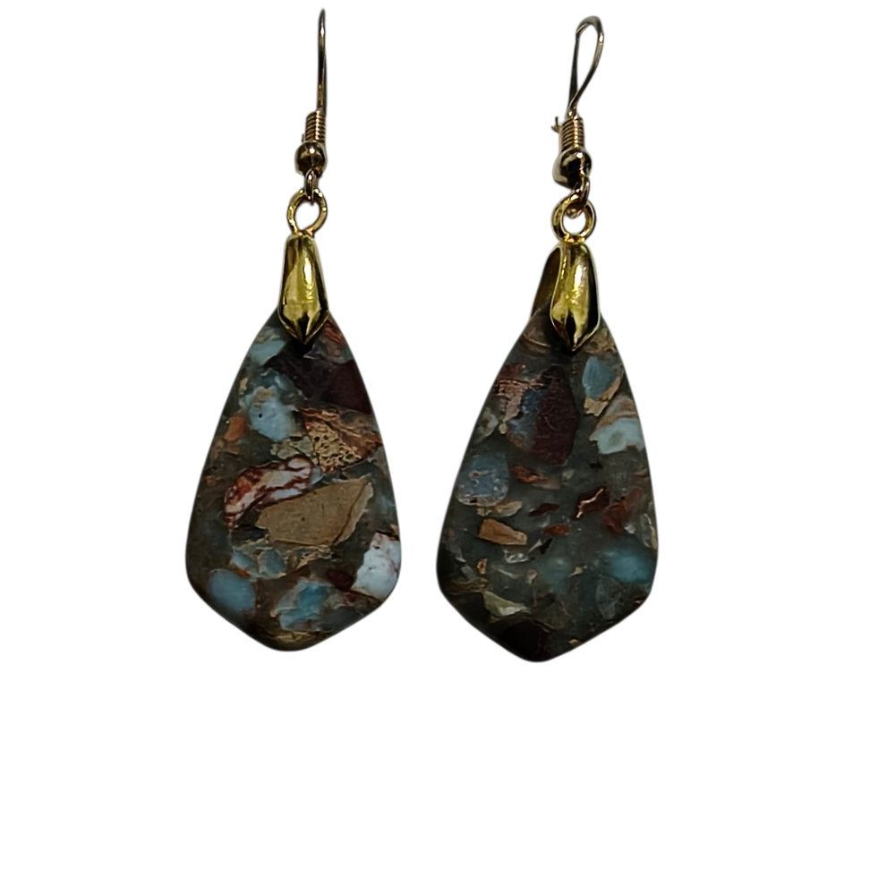 Snakeskin Jasper/18 kt Gold Plated Earrings - Picture 2 of 2